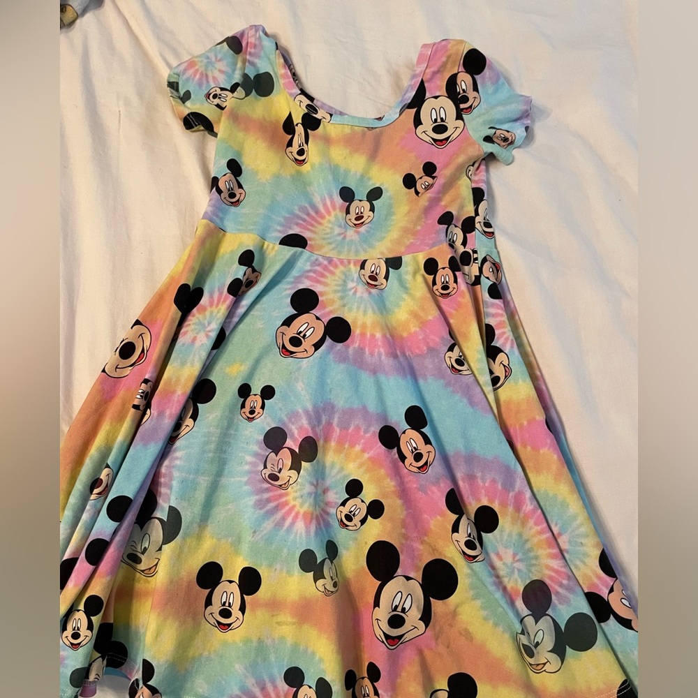 EUC Wild Rich Kids Micky Mouse tye-dye twirl Dress 7/8